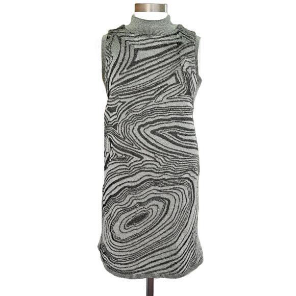 By ANTHROPOLOGIE Metallic Sleeveless Mock-Neck Sweater Mini Dress XL Petite - Picture 2 of 12